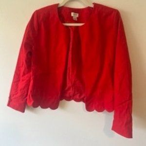 Red Linen Jacket with Scallop - bundle 4 items for $20 (anything $25 & under)